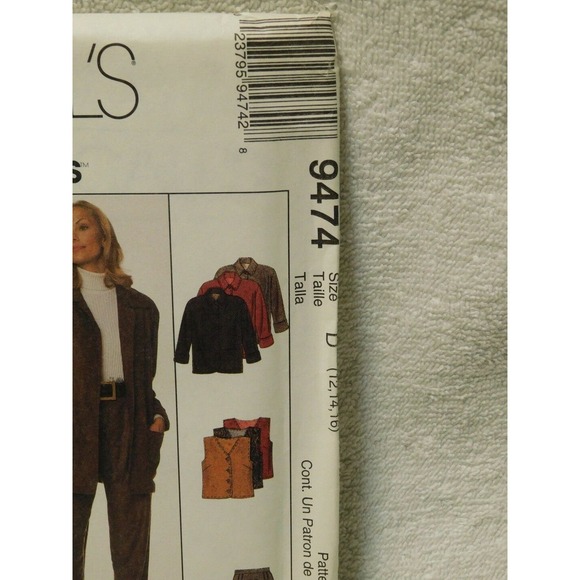 Jacket Vest Pants Skirt McCALLS 9474 Career Work Sewing Pattern Size 12-16 - Picture 5 of 6